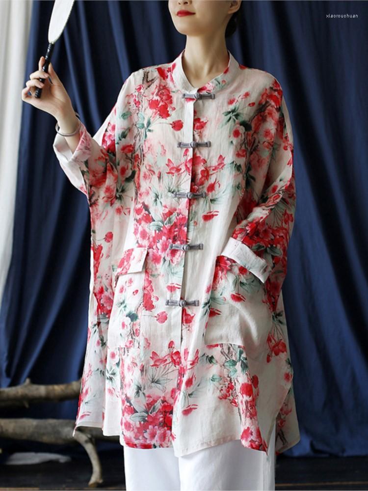 Women's Blouses QPFJQD Female Ramie Print Floral Tops Stand Long Sleeve Pockets Autumn Spring Women Button Shirts, Red
Women's Blouses QPFJQD Female Ramie Print Floral Tops Stand Long Sleeve Pockets Autumn Spring Women Button Shirts, Red