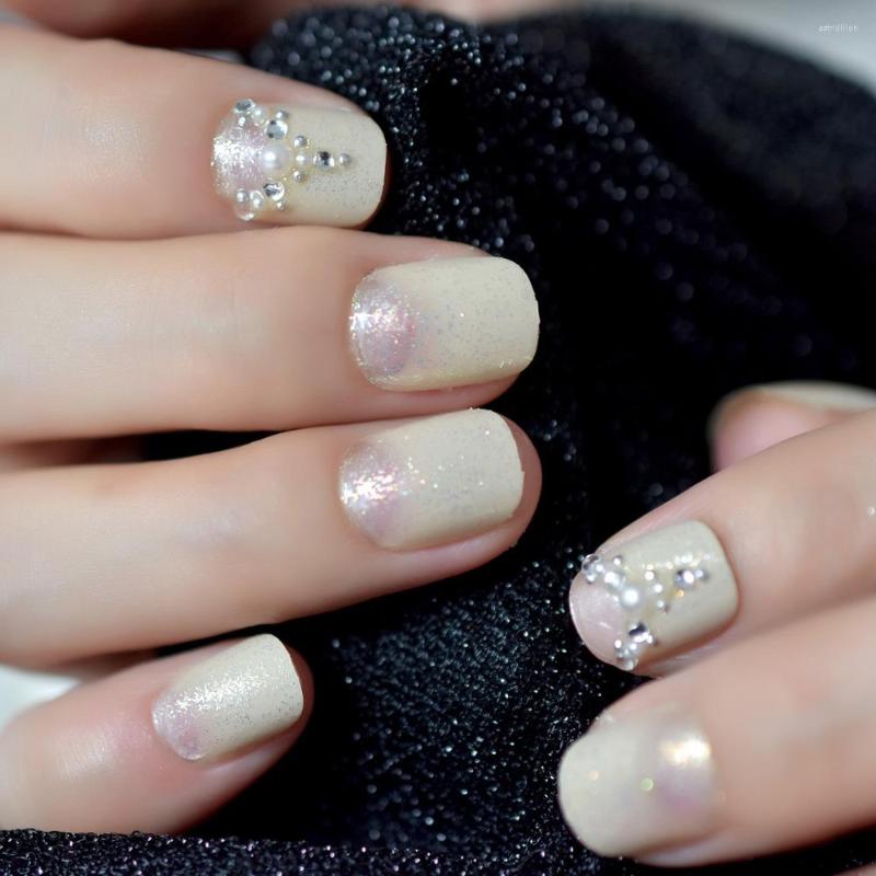 False Nails Pretty Girl 24 Designer Nail Kit Light Gold Glitter Small Fake For Fingers Rhinestones Beads Decoration Tips Short, Z942
False Nails Pretty Girl 24 Designer Nail Kit Light Gold Glitter Small Fake For Fingers Rhinestones Beads Decoration Tips Short, Z942