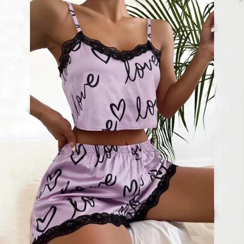 Women's Sleepwear Women's Ice Silk Shredded Milk Suspender Home Clothes Set Soft Love Printed Pajama Fleece Pajamas, Beige
Women's Sleepwear Women's Ice Silk Shredded Milk Suspender Home Clothes Set Soft Love Printed Pajama Fleece Pajamas, Beige