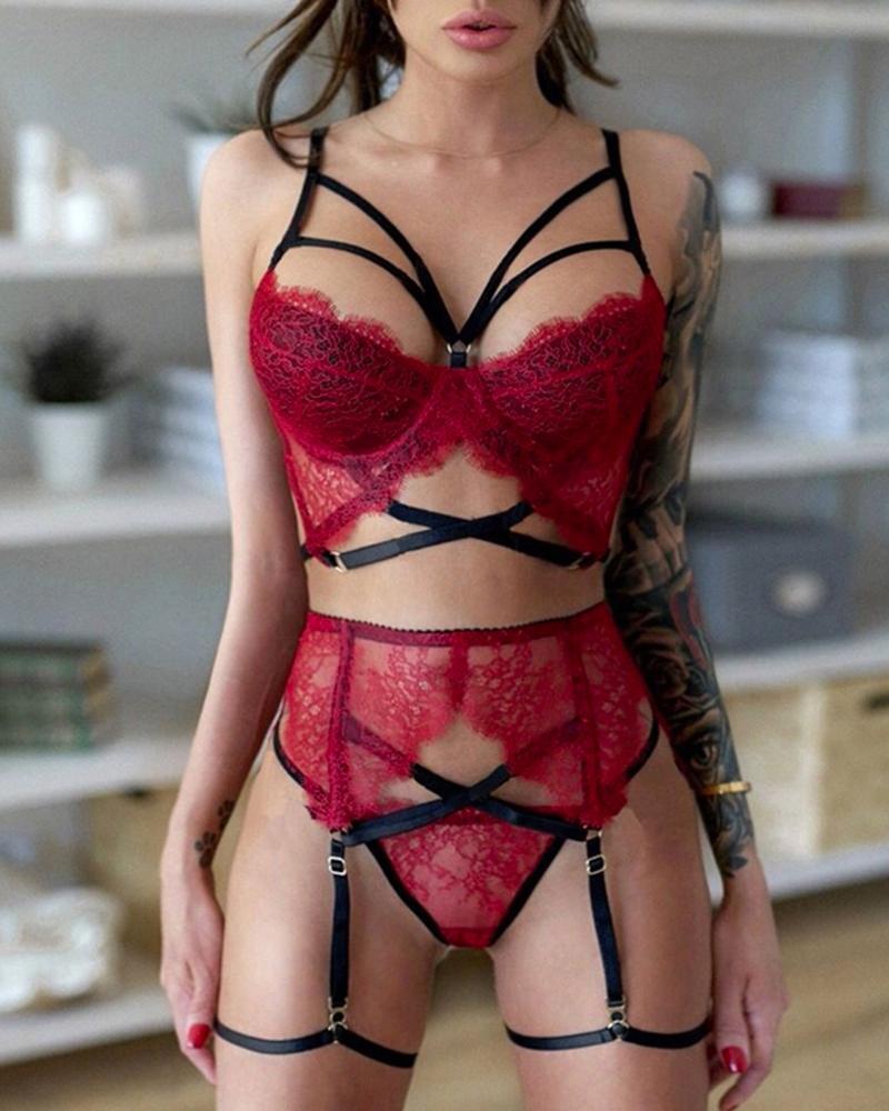 Bras Sets 2023 Women Spaghetti Strap Patchwork Sexy Chic Eyelash Lace Bandage Garter Lingerie Set, Red
Bras Sets 2023 Women Spaghetti Strap Patchwork Sexy Chic Eyelash Lace Bandage Garter Lingerie Set, Red