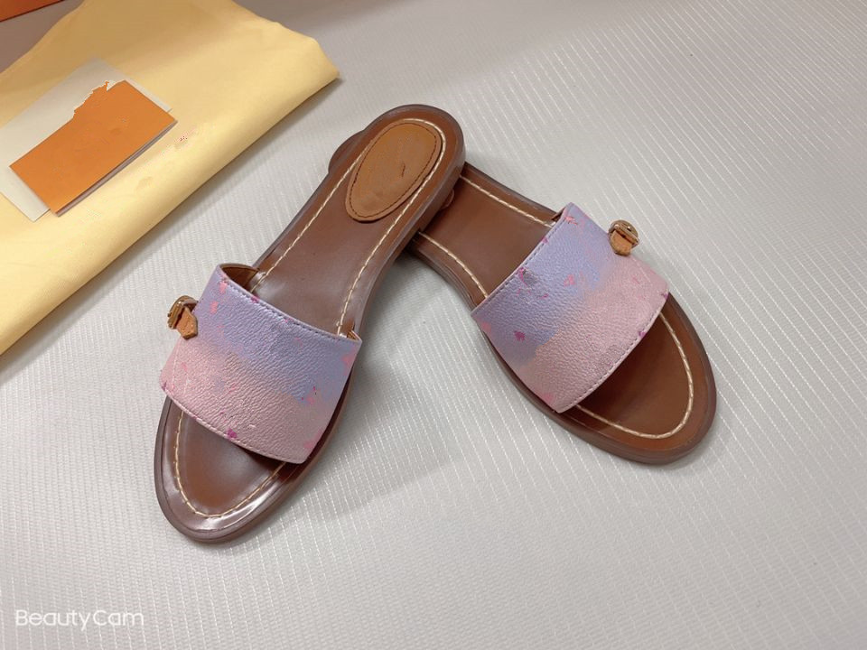 Fashion Patchwork sandals Luxury Designer Gradient print slippers Womens sandal for Women01