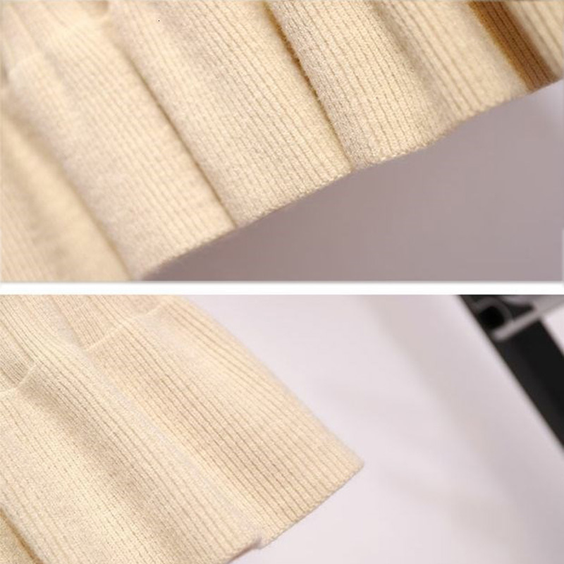 Skirts Women Elastic Waist Drawstring Skirts Knitted Medium Long Skirts Spring and autumn Midi Skirt Casual Office Female Skirts 230313