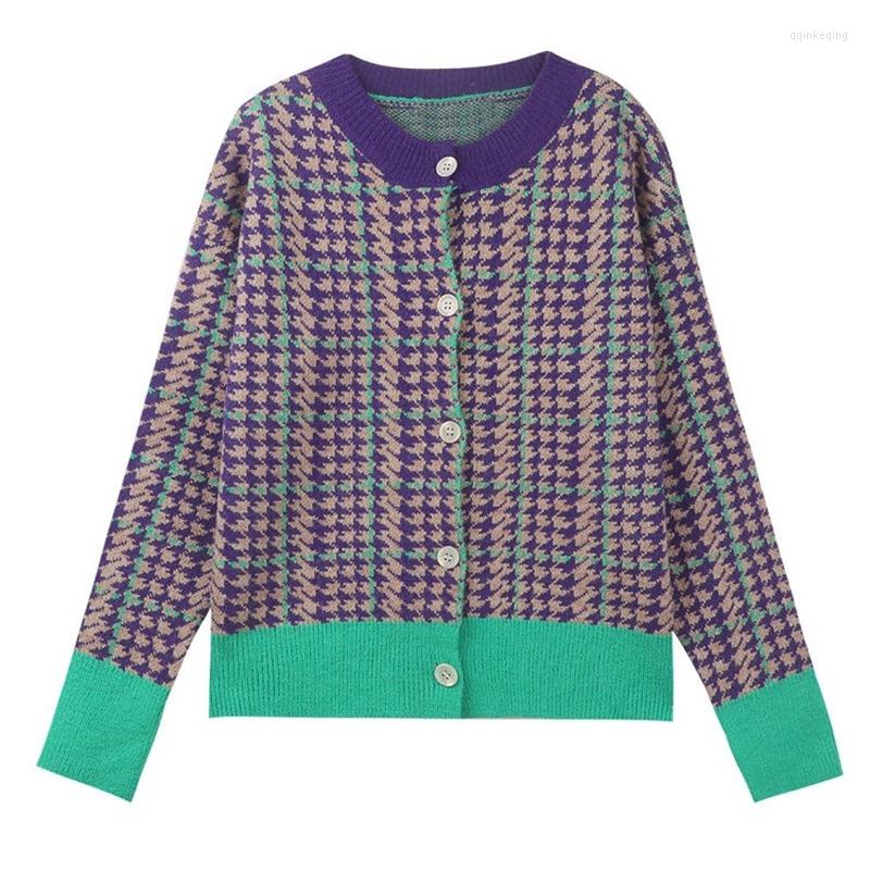 Women's Knits Korea Version Short Fashion Plaid Women Sweater Jacket Spring Autumn Slim Long-sleeved Knitted Cardigan Female Tops, Green
Women's Knits Korea Version Short Fashion Plaid Women Sweater Jacket Spring Autumn Slim Long-sleeved Knitted Cardigan Female Tops, Green