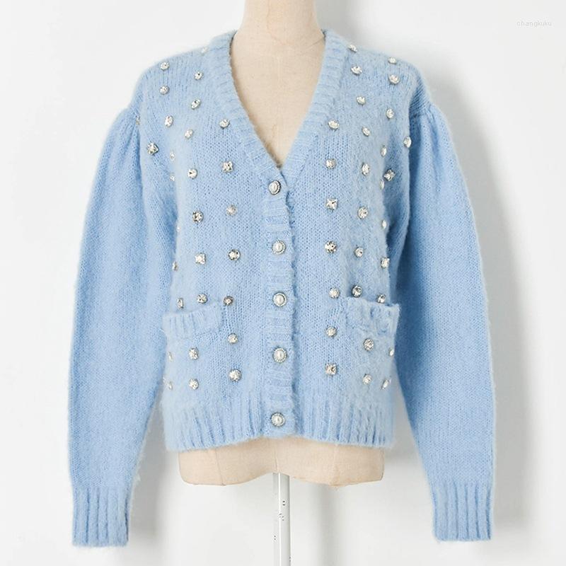 Women' Knits High Quality Luxury Blue Mohair Diamond Beaded V-Neck Double Pocket Long-Sleeved Knit Sweater Cardigan 2023 Spring Women, Beige
Women' Knits High Quality Luxury Blue Mohair Diamond Beaded V-Neck Double Pocket Long-Sleeved Knit Sweater Cardigan 2023 Spring Women, Beige