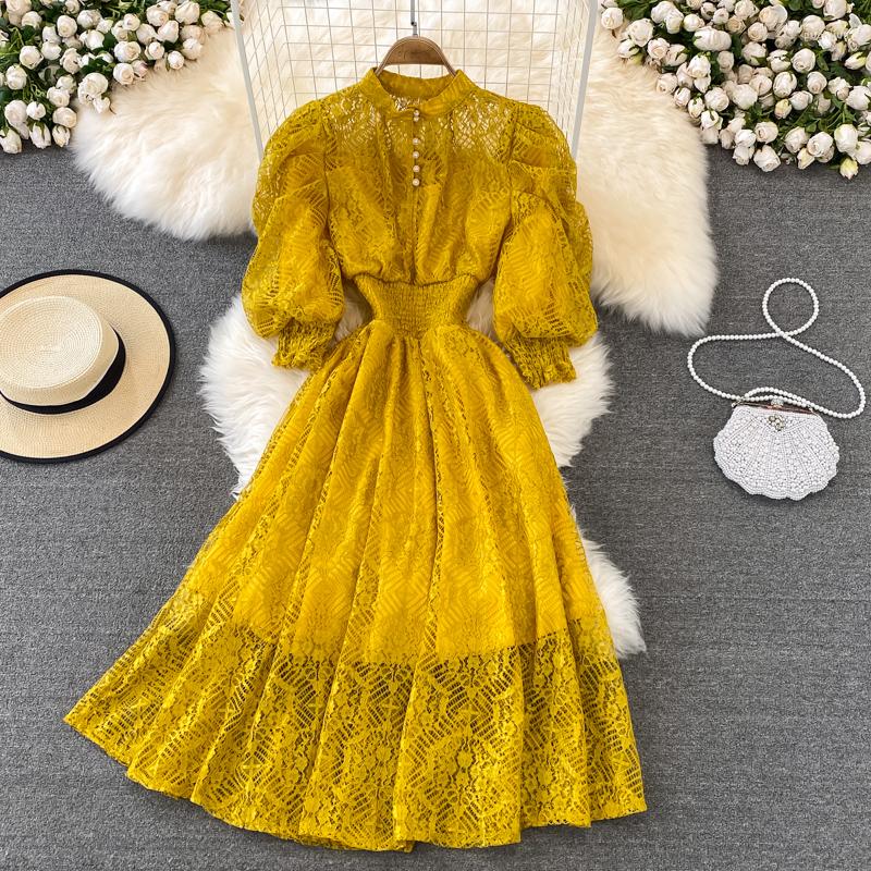 Casual Dresses ZCWXM 2023 Spring Summer Party Dress Women Hollow Out Lace Elegant Puff Sleeve Robe Stand Collar Elastic Waist Vestidos, Black
Casual Dresses ZCWXM 2023 Spring Summer Party Dress Women Hollow Out Lace Elegant Puff Sleeve Robe Stand Collar Elastic Waist Vestidos, Black