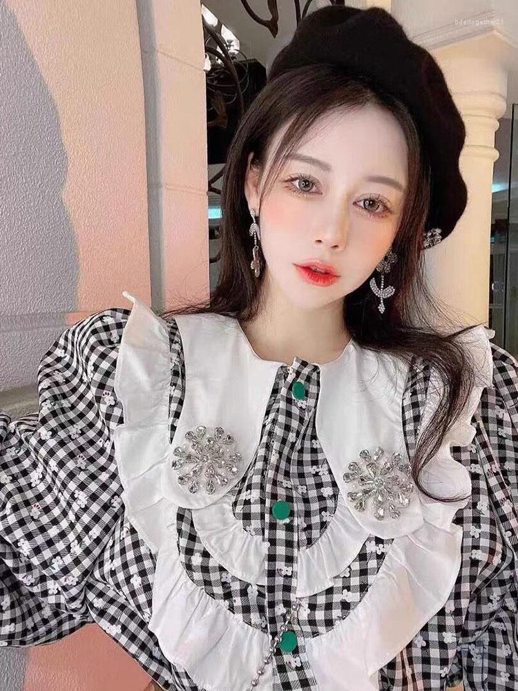 Women's T Shirts Sweet Heavy Industry Diamond Inlaid Ruffle Plaid Shirt Women's Autumn 2023 Design Sense Small Loose Slim, Gray
Women's T Shirts Sweet Heavy Industry Diamond Inlaid Ruffle Plaid Shirt Women's Autumn 2023 Design Sense Small Loose Slim, Gray