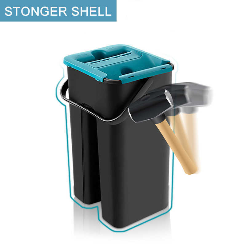 New Squeeze Floor Mop Bucket Mop Spin Bucket Magic Flat Mop Dry Wet Usage Home Kitchen Cleaning Tools 6Pc Replacement Microfiber Rag