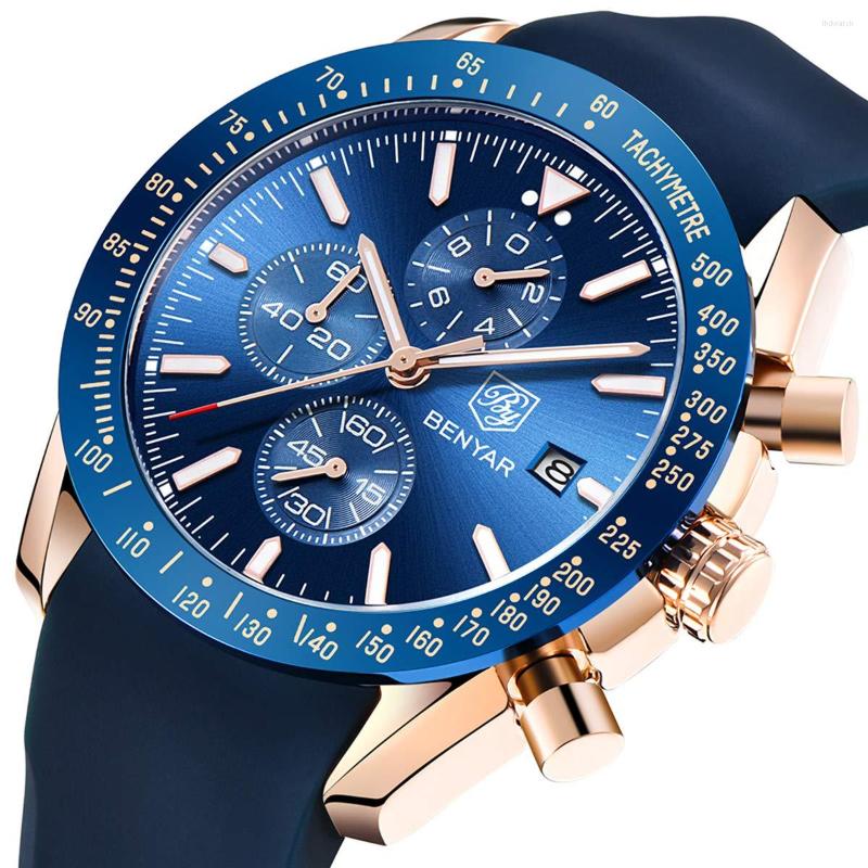 Wristwatches BENYAR Men Watches Silicone Strap Waterproof Sport Quartz Chronograph Military Watch Clock Relogio Masculino, Leather black black
Wristwatches BENYAR Men Watches Silicone Strap Waterproof Sport Quartz Chronograph Military Watch Clock Relogio Masculino, Leather black black