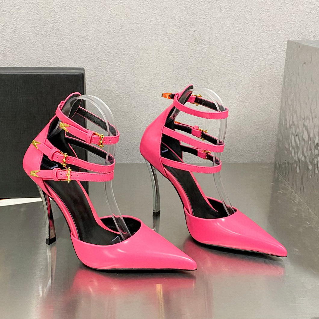 Pin-Point buckled Ankle Triple-Strap Pumps heels shoes calf Leather Stiletto sandals Heeled point toe women Luxury Designers Dress shoe Evening factory footwear, Black
Pin-Point buckled Ankle Triple-Strap Pumps heels shoes calf Leather Stiletto sandals Heeled point toe women Luxury Designers Dress shoe Evening factory footwear, Black