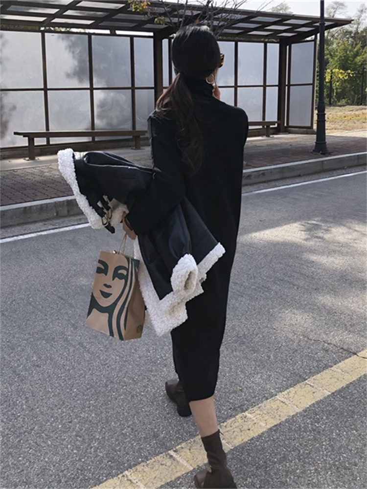 Casual Dresses Thick Winter Women'S Dress Fall Sweater Women Dress Long Sleeve Knitted Dresses Maxi Vintage Oversize Dresses Knitting 230313