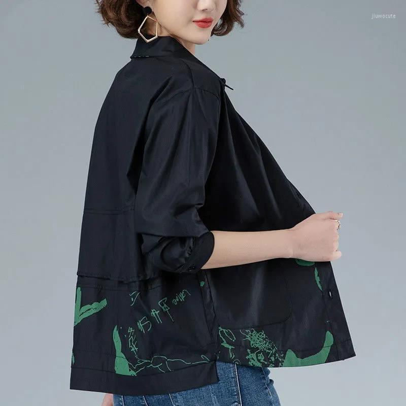 Women's Jackets 2023 Spring Autumn Black Coat Women Printed Loose Jacket Casual Long-Sleeved Lapel Tops Summer Thin Casaco Feminino
Women's Jackets 2023 Spring Autumn Black Coat Women Printed Loose Jacket Casual Long-Sleeved Lapel Tops Summer Thin Casaco Feminino