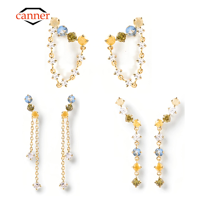 Charm CANNER Colorful Zircon 925 Sterling Silver 18k Gold Plating Piercing Stud Chain Earrings for Women Fine Jewelry Pendientes Gifts 230313
Charm CANNER Colorful Zircon 925 Sterling Silver 18k Gold Plating Piercing Stud Chain Earrings for Women Fine Jewelry Pendientes Gifts 230313