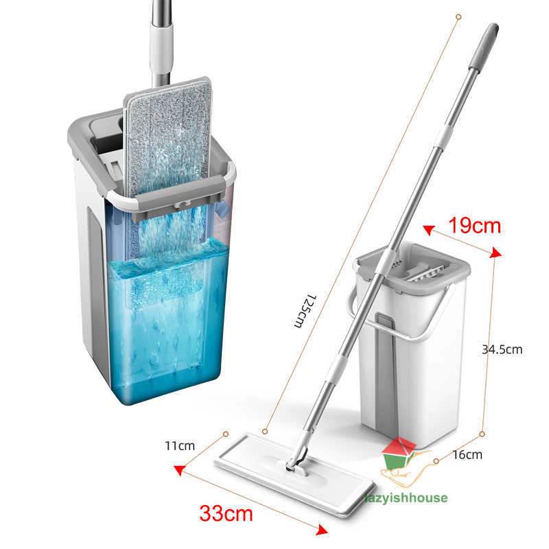 Magic Squeeze With Flat Bucket Rotating Mop For Wash or House Home Cleaning Cleaner Easy