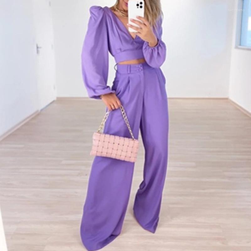 Women's Tracksuits Casual Long Sleeve Hight Waist Outfits Sexy V-neck Blouse And Button Pants Suits Office Elegant Loose Solid Two Piece, 02 purple
Women's Tracksuits Casual Long Sleeve Hight Waist Outfits Sexy V-neck Blouse And Button Pants Suits Office Elegant Loose Solid Two Piece, 02 purple
