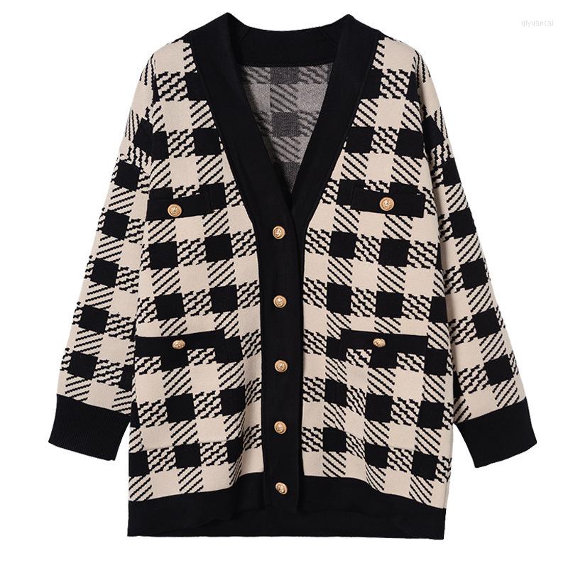 Women's Knits 2023 V Neck Women Button Black Houndstooth Cardigan Long Sleeve Sweater Autumn Winter Knitted Loose Oversized Jumper Casual, Kaqi black
Women's Knits 2023 V Neck Women Button Black Houndstooth Cardigan Long Sleeve Sweater Autumn Winter Knitted Loose Oversized Jumper Casual, Kaqi black