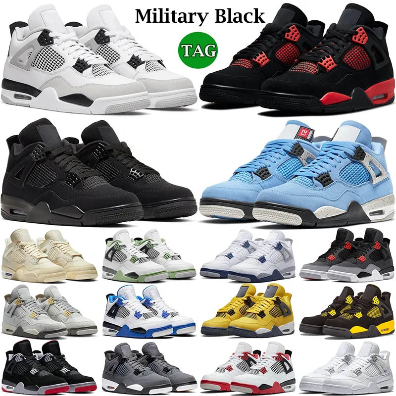 Jumpman 4 Retro Basketball Shoes 4S Military Black Cat Universitys Blue Tour Yellow Sail Kaws Purple Metallic Bred Women White Oreo Designers Sneakers Outdoor 36-47