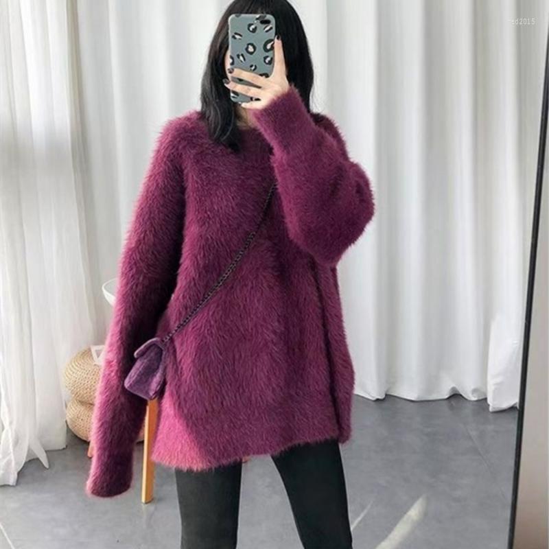 Women's Sweaters LuckBN Solid Color Imitation Mink Velvet Soft Waxy Sweater Autumn Winter Women's Loose Thickened Pullover, Black
Women's Sweaters LuckBN Solid Color Imitation Mink Velvet Soft Waxy Sweater Autumn Winter Women's Loose Thickened Pullover, Black