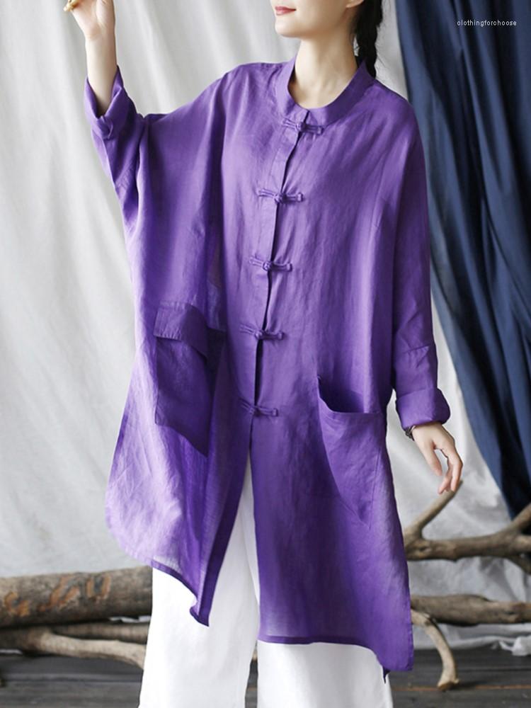 Women's Blouses QPFJQD Female Retro Ramie Long Shirts And Tops Full Sleeve Women Chinese Style Purple Button Pockets 2023 Autumn Spring
Women's Blouses QPFJQD Female Retro Ramie Long Shirts And Tops Full Sleeve Women Chinese Style Purple Button Pockets 2023 Autumn Spring
