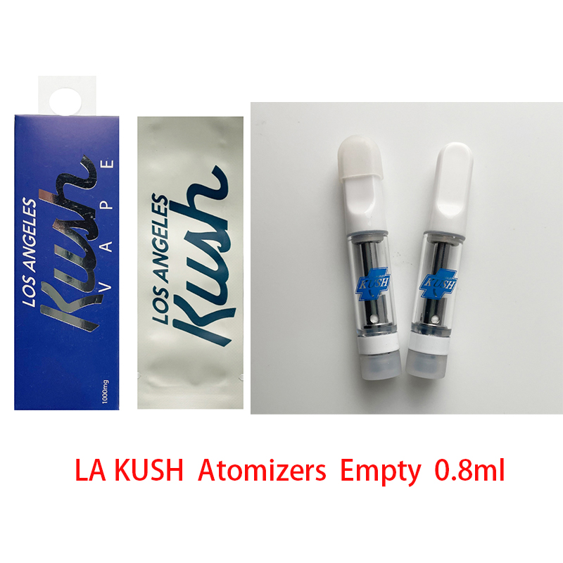 Empty 0.8ml Atomizers LA KUSH Glass Tank Ceramic Coil Press Fit 510 Thread White Vape Cartridges With Carton Packaging Carts Wholesale
Empty 0.8ml Atomizers LA KUSH Glass Tank Ceramic Coil Press Fit 510 Thread White Vape Cartridges With Carton Packaging Carts Wholesale