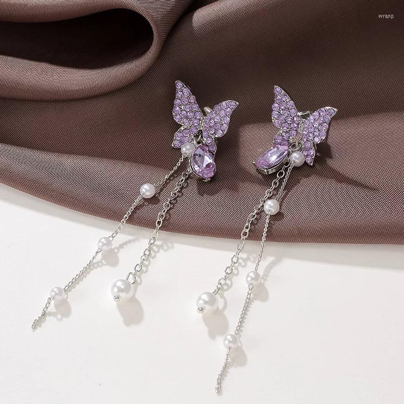 Dangle Earrings Purple Long Tassel Butterfly Drop Female Crystal Wedding Pendant Fashion Korean Jewelry
Dangle Earrings Purple Long Tassel Butterfly Drop Female Crystal Wedding Pendant Fashion Korean Jewelry
