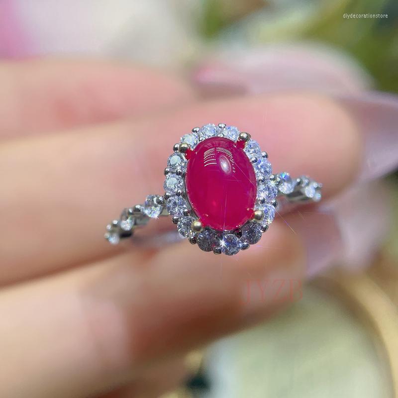 Cluster Rings High Jewelry Natural Burmese Ruby Ring Designed By Women With Plain Face Luxury Vintage Sterling Silver Wedding Gift
Cluster Rings High Jewelry Natural Burmese Ruby Ring Designed By Women With Plain Face Luxury Vintage Sterling Silver Wedding Gift