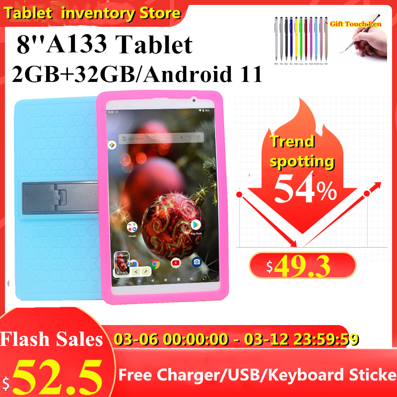 Newest Sales 8 INCH 2GB RAM 32GB ROM Google Android 11 Tablet PC A133 64 Bit Quad-Core TYPE-C Dual Camera WIFI, Silver
Newest Sales 8 INCH 2GB RAM 32GB ROM Google Android 11 Tablet PC A133 64 Bit Quad-Core TYPE-C Dual Camera WIFI, Silver