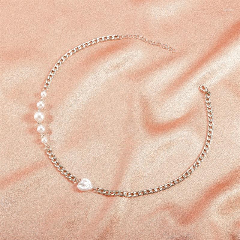 Chains Punk Heart Imitation Pearl Stitching Chain Necklaces For Women Choker Short Silver Color Hip Hop Collars Chocker Jewelry
Chains Punk Heart Imitation Pearl Stitching Chain Necklaces For Women Choker Short Silver Color Hip Hop Collars Chocker Jewelry