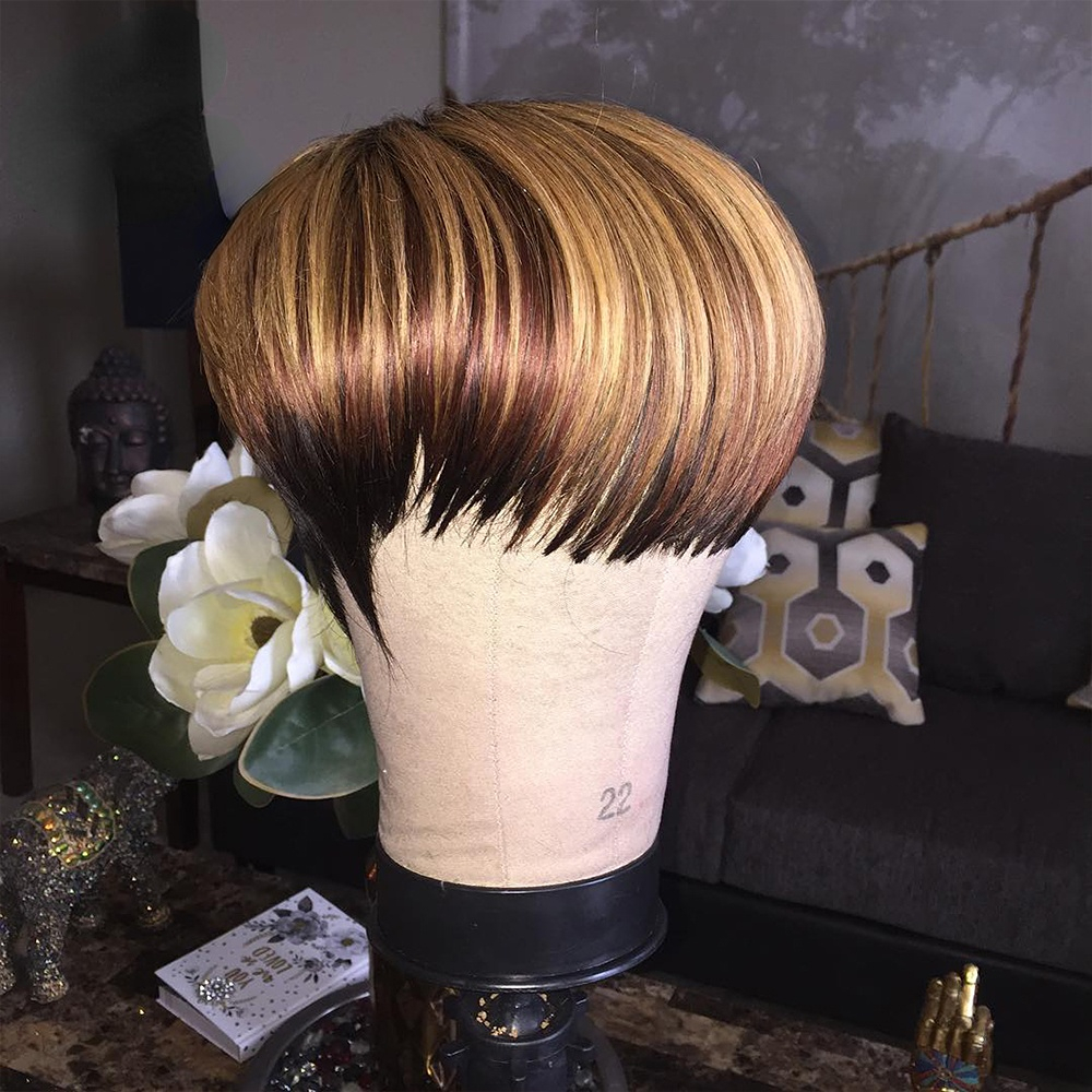 Free shipping 180density Pixie Cut Wig Transparent Brazilian Virgin Human Hair Lace For Women 613 Blonde /ombre /Black Short Bob Wigs Straight