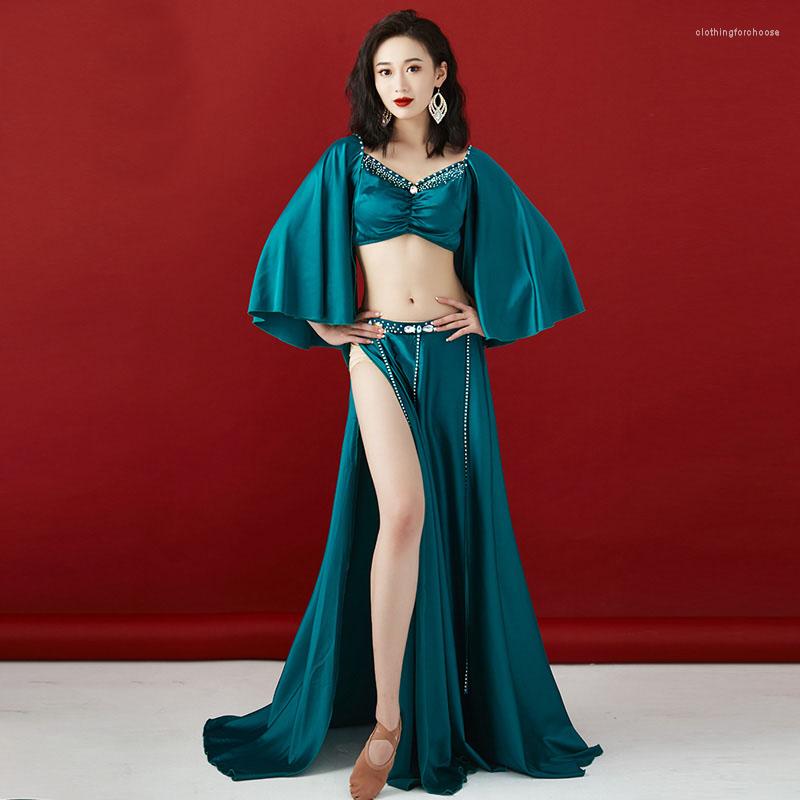 Stage Wear Belly Dance Costume 2 Piece Set Performance Long Sleeve Top Side Split Skirt Oriental Dancing Competition Clothing Arrival, Green
Stage Wear Belly Dance Costume 2 Piece Set Performance Long Sleeve Top Side Split Skirt Oriental Dancing Competition Clothing Arrival, Green