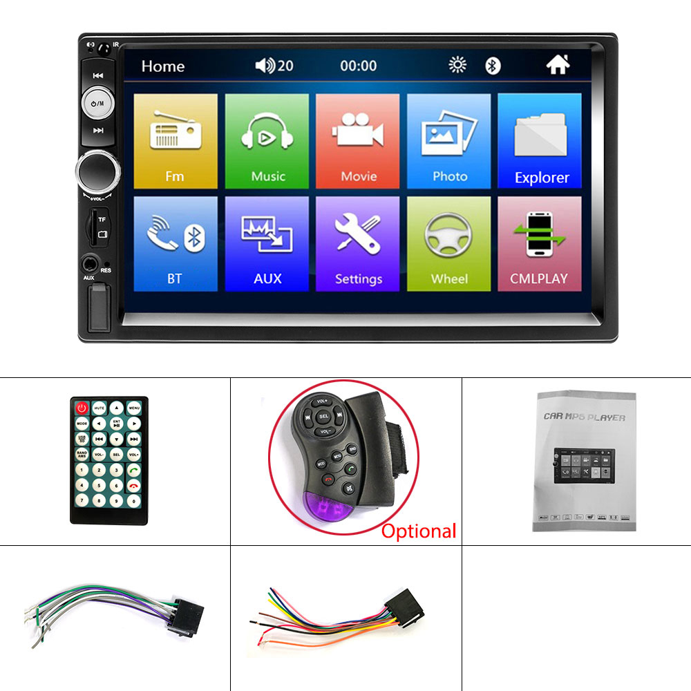 New 2 din Portable DVD Player Car DVD 7" HD Autoradio Multimedia Player 2DIN Touch Screen Auto Car Stereo MP5 Bluetooth USB TF FM Camera