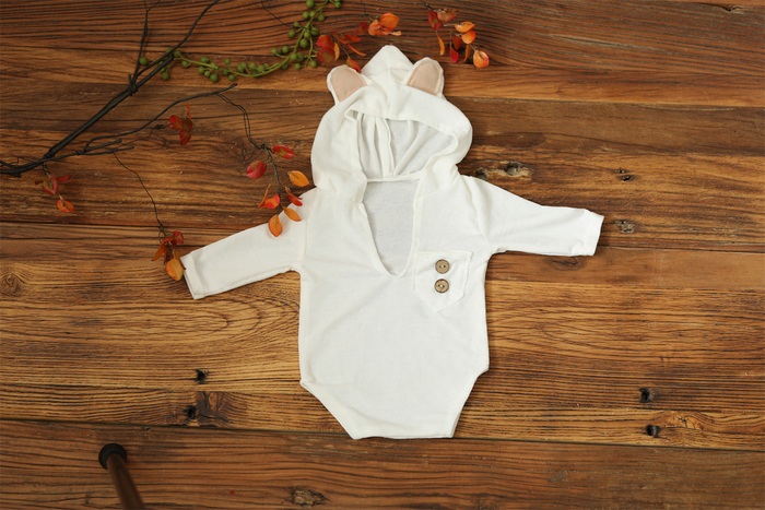 Caps Hats 1 Set Soft Elastic Baby hooded bodysuit born Pography Props for Baby Po Shoot Bebe Knit Sleeved Outfit Accessories 230313