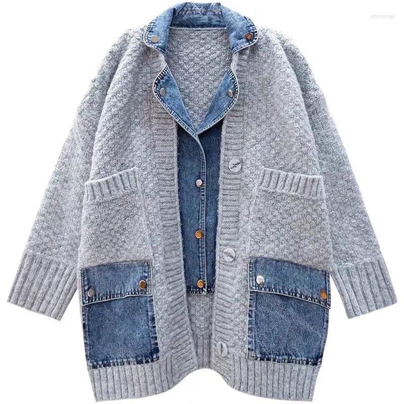 Women's Knits European American Style Fashion Stitching Denim Jacket Women Winter Loose Lazy Thick Sweater Cardigan Top, Beige
Women's Knits European American Style Fashion Stitching Denim Jacket Women Winter Loose Lazy Thick Sweater Cardigan Top, Beige