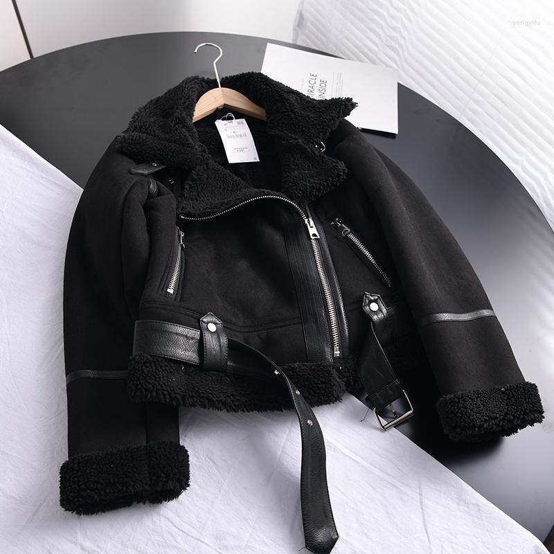 Women's Leather Winter Warm Suede Lamb Jacket Women Thick Short Motorcycle Brown Coats Faux Shearling Sheepskin Jackets Outwear, Black
Women's Leather Winter Warm Suede Lamb Jacket Women Thick Short Motorcycle Brown Coats Faux Shearling Sheepskin Jackets Outwear, Black