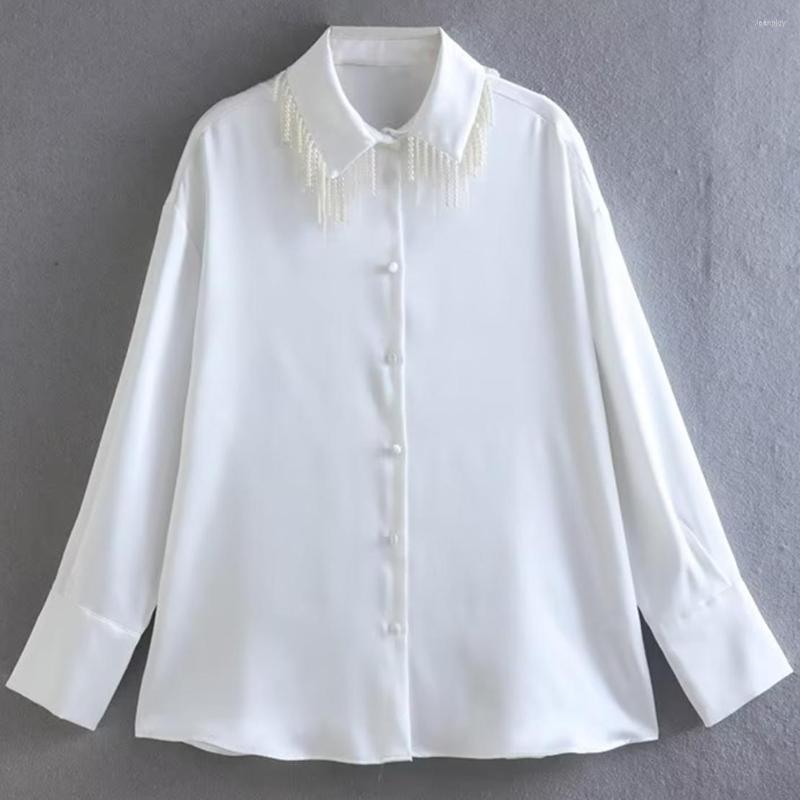 Women's Blouses Maxdutti England Style Blouse Women Fashion Pearls Silk Long Sleeve Tops, White
Women's Blouses Maxdutti England Style Blouse Women Fashion Pearls Silk Long Sleeve Tops, White