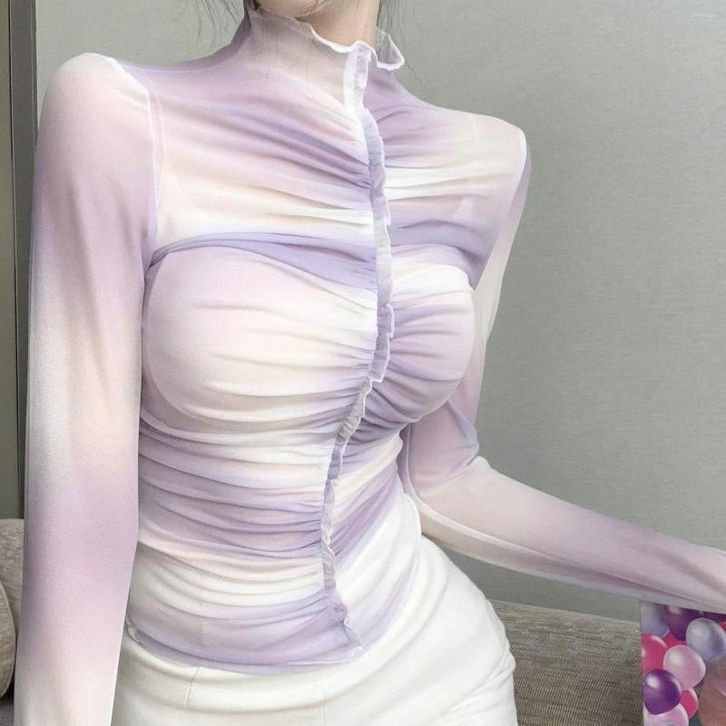 Women' T Shirts Summer Korean Fashion Mesh T-shirts Women Vintage Transparent Long Sleeve Tops For Purple Office Lady, Lavender
Women' T Shirts Summer Korean Fashion Mesh T-shirts Women Vintage Transparent Long Sleeve Tops For Purple Office Lady, Lavender