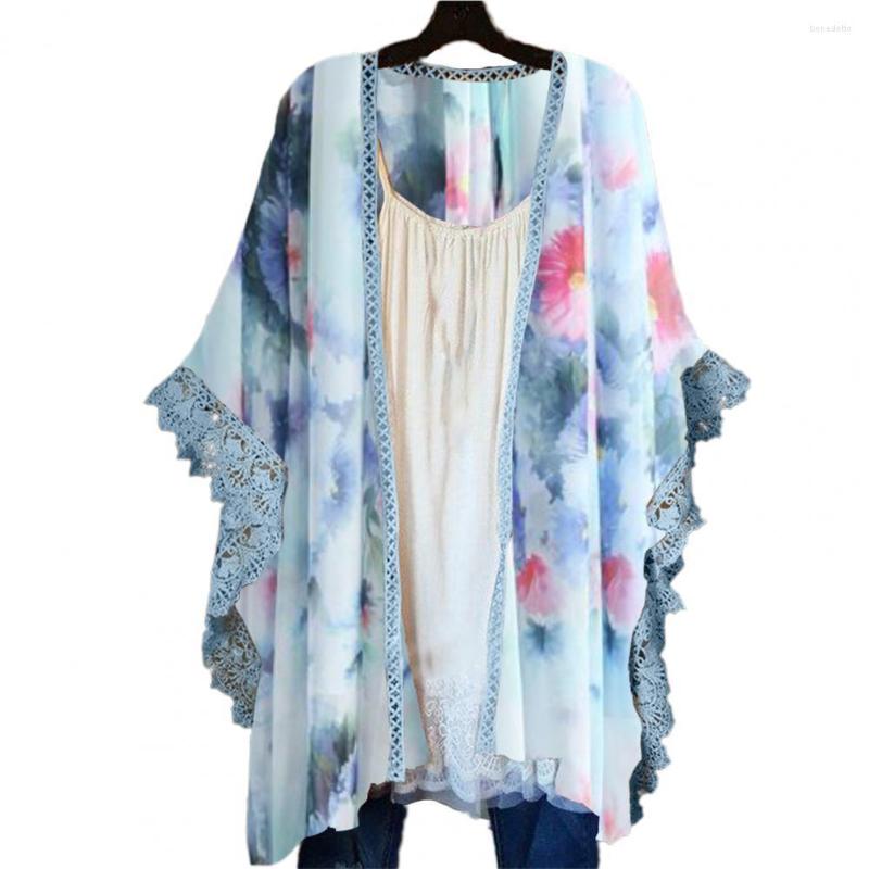 Women's Blouses 2023 Top Women Summer Coat Floral Print Lace Loose Sun Protection Blouse Casual Outerwear For Daily Wear, Blue
Women's Blouses 2023 Top Women Summer Coat Floral Print Lace Loose Sun Protection Blouse Casual Outerwear For Daily Wear, Blue