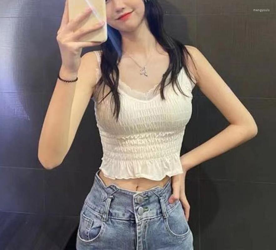 Women's Tanks Summer Fashion Elastic V-Neck Wrinkled Open Navel Women's Top Back Sexy Sleeveless Lace Trim Suspender Vest 2023, 02
Women's Tanks Summer Fashion Elastic V-Neck Wrinkled Open Navel Women's Top Back Sexy Sleeveless Lace Trim Suspender Vest 2023, 02