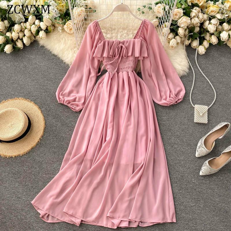 Casual Dresses Spring 2023 Women Elegant Holiday Three Quarter Square Collar Off Shoulder Smocked Elastic Waist Pink Chiffon, Black
Casual Dresses Spring 2023 Women Elegant Holiday Three Quarter Square Collar Off Shoulder Smocked Elastic Waist Pink Chiffon, Black