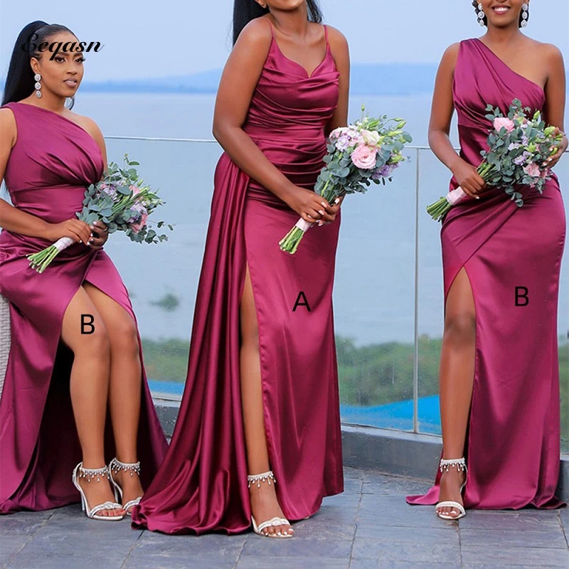 Lilac Purple Mermaid Bridesmaid Dresses Arabic African Girls Sexy One Shoulder Pleats High Split Long Wedding Guest Maid of Honor gowns Plus Size
Lilac Purple Mermaid Bridesmaid Dresses Arabic African Girls Sexy One Shoulder Pleats High Split Long Wedding Guest Maid of Honor gowns Plus Size