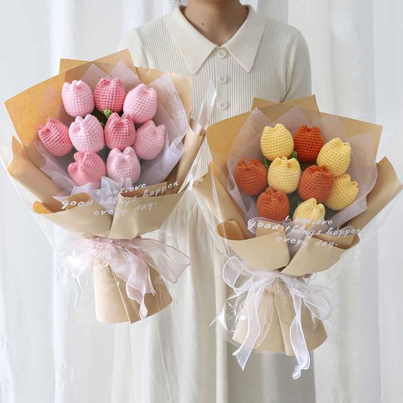 Handcrafted Knitted Heart Flower Patterns t DIY Gift for Couples