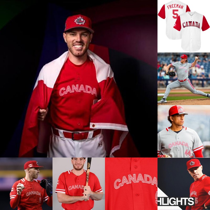 

2023 Canada World Baseball Classic WBC Jersey Freddie Freeman Jacob Robson Denzel Clarke Owen Caissie Dasan Brown Jared Young Abraham Toro Otto Lopez Edouard Julien, 2023 mens grey s-xxxl