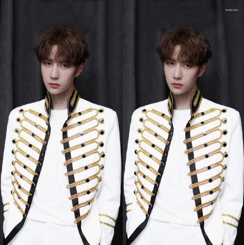 Men' Suits Fashion Men Clothing Singer Stage Costumes Formal Dress Bar Nightclub Coat Embroidered Buttons White Jacket, Black
Men' Suits Fashion Men Clothing Singer Stage Costumes Formal Dress Bar Nightclub Coat Embroidered Buttons White Jacket, Black