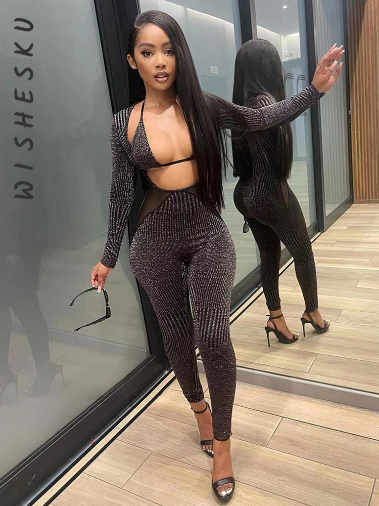 Women' Jumpsuits Rompers Sexy Low Cut Long Sleeve Glitter Jumpsuits Women Mesh Patchwork Camisole Rompers Summer Fairy Gunge Clothes 230311, Red
Women' Jumpsuits Rompers Sexy Low Cut Long Sleeve Glitter Jumpsuits Women Mesh Patchwork Camisole Rompers Summer Fairy Gunge Clothes 230311, Red