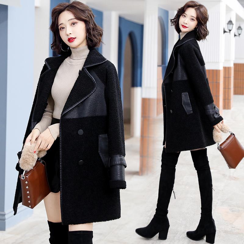 Women's Wool & Blends Leather Jacket Fashion Autumn Winter Two-sided Fur Lamb Hair Mid-length Black Temperament Casual Coat Female
Women's Wool & Blends Leather Jacket Fashion Autumn Winter Two-sided Fur Lamb Hair Mid-length Black Temperament Casual Coat Female