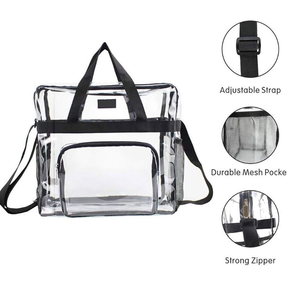 School Bags PVC Clear Purse Large Capacity Stadium Approved Crossbody for Concerts Sports Festivals 230313