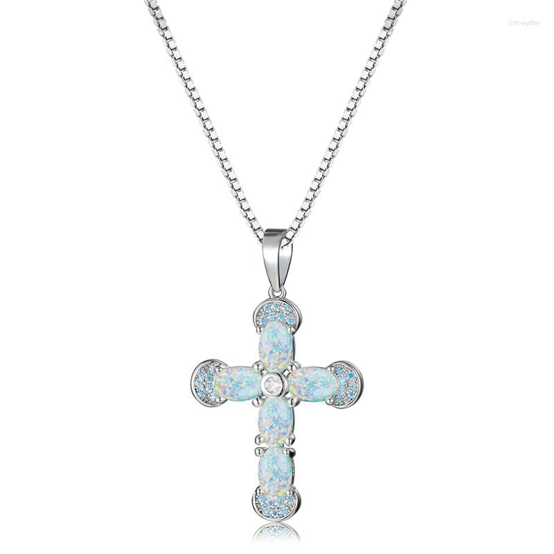 Pendant Necklaces Rainbow Opal Crystal Stone Necklace Simple Fashion Cross Rose Gold Silver Color Chain For Women Party
Pendant Necklaces Rainbow Opal Crystal Stone Necklace Simple Fashion Cross Rose Gold Silver Color Chain For Women Party