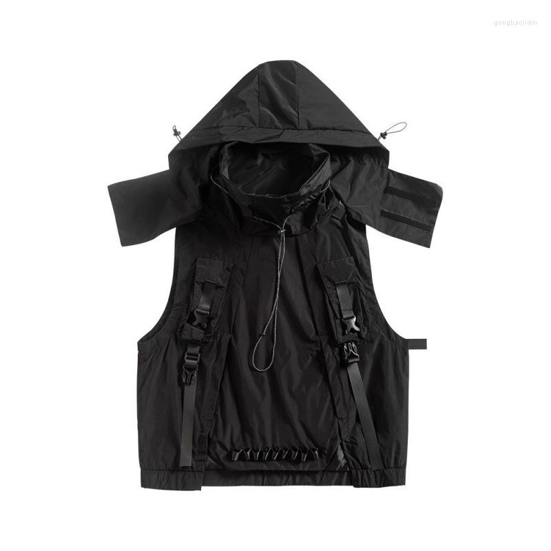 Men's Tank Tops Techwear Ribbons Hip Hop Men's Vest Jackets Coats Hooded Multi-Pocket Waistcoat Japanese Tooling Casual Tactical, Black
Men's Tank Tops Techwear Ribbons Hip Hop Men's Vest Jackets Coats Hooded Multi-Pocket Waistcoat Japanese Tooling Casual Tactical, Black
