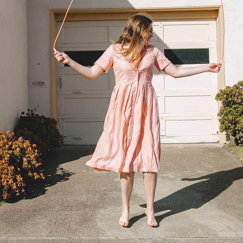 Party Dresses Casual Cotton Linen Women Dress Vintage Square Collar Short Sleeve Button Up Korean Streetwear Female, Pink
Party Dresses Casual Cotton Linen Women Dress Vintage Square Collar Short Sleeve Button Up Korean Streetwear Female, Pink