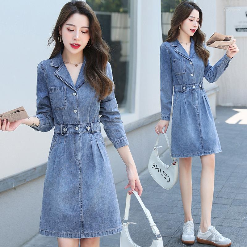 Casual Dresses Blue Women Jeans Dress 2023 Spring Autumn Fashion Long Sleeve Waist A-Line Denim Female Vestidos
Casual Dresses Blue Women Jeans Dress 2023 Spring Autumn Fashion Long Sleeve Waist A-Line Denim Female Vestidos