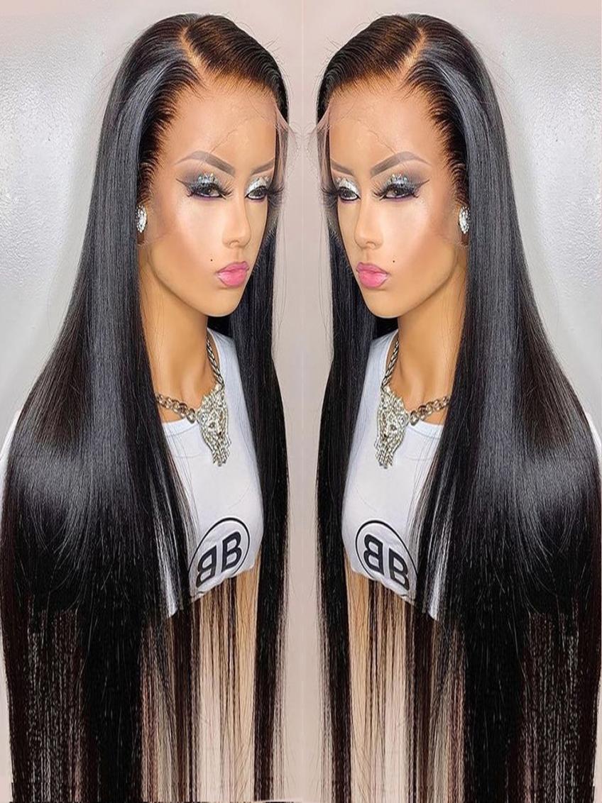 360 Transparent Lace Front Human Hair Wigs Brazilian Straight Glueless 13x4 Lace Frontal Wig for Black Women Preplucked